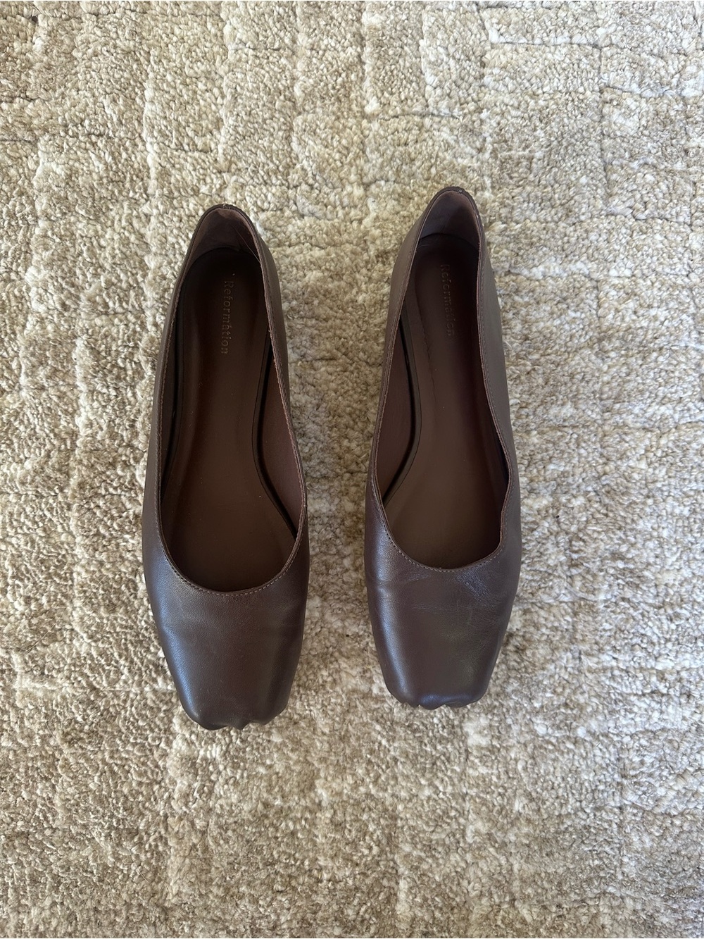 Reformation Size 7.5 Brown Leather Ballet Flats